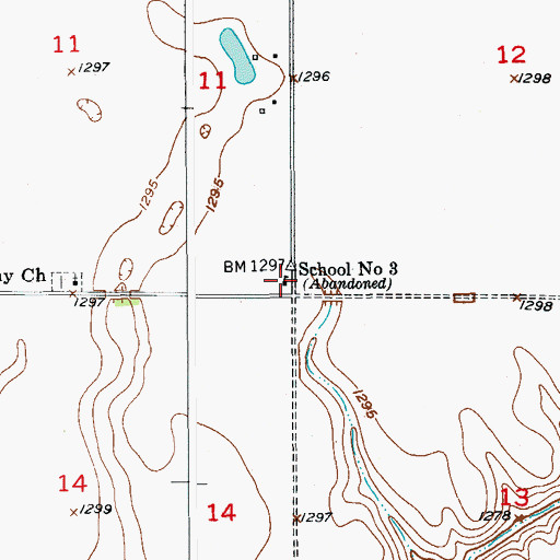 Topographic Map of School Number 3, SD
