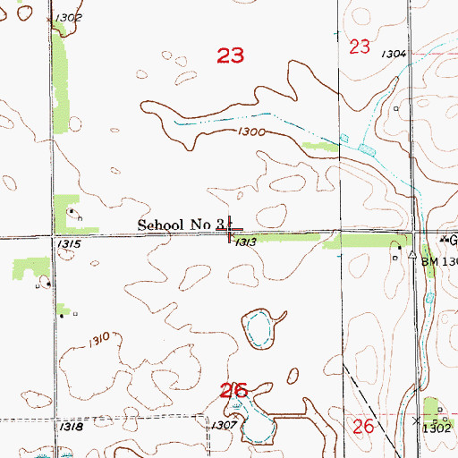 Topographic Map of School Number 3, SD