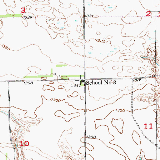 Topographic Map of School Number 3, SD