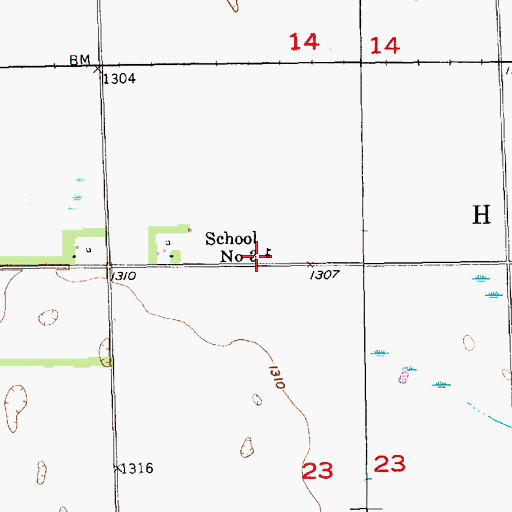 Topographic Map of School Number 3, SD