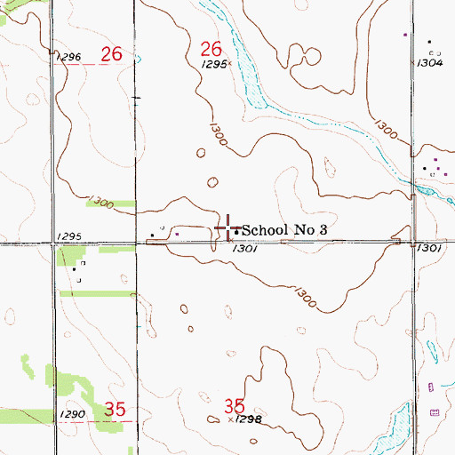 Topographic Map of School Number 3, SD