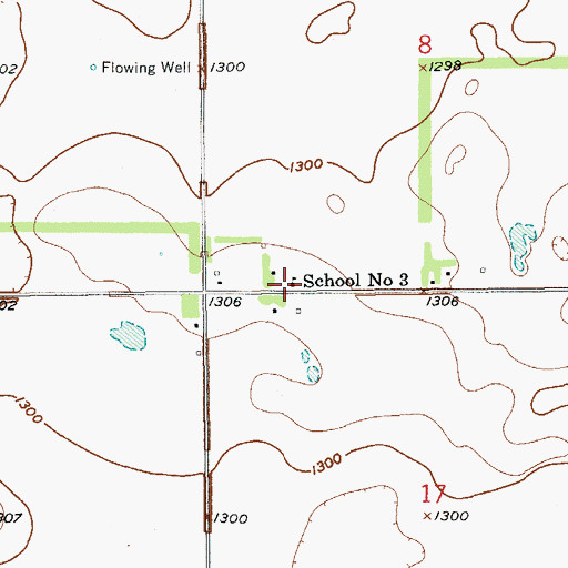 Topographic Map of School Number 3, SD