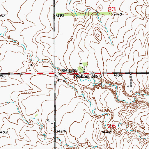Topographic Map of School Number 3, SD