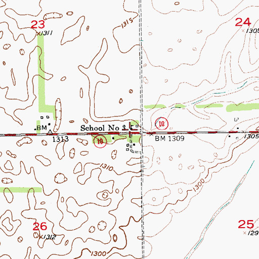 Topographic Map of School Number 3, SD