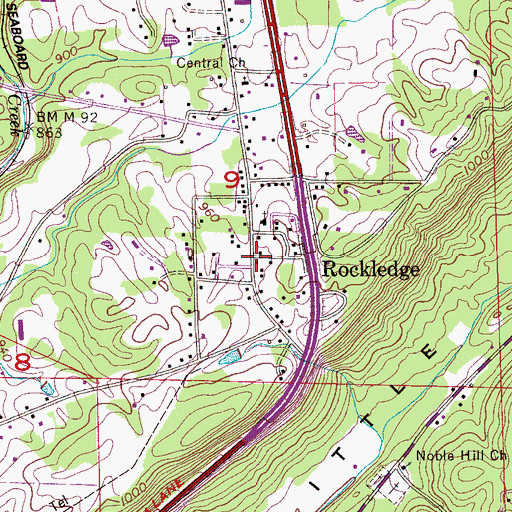 Topographic Map of Rockledge, AL