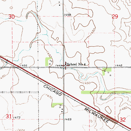Topographic Map of School Number 4, SD