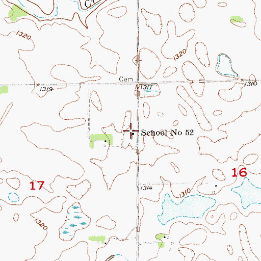 Topographic Map of School Number 52, SD