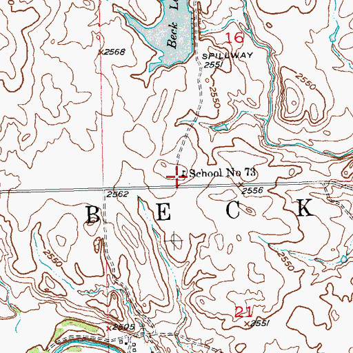 Topographic Map of School Number 73, SD