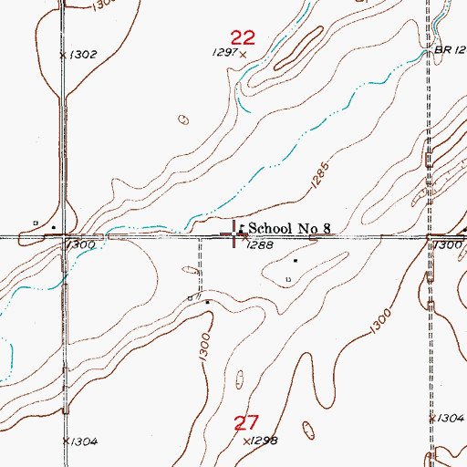 Topographic Map of School Number 8, SD
