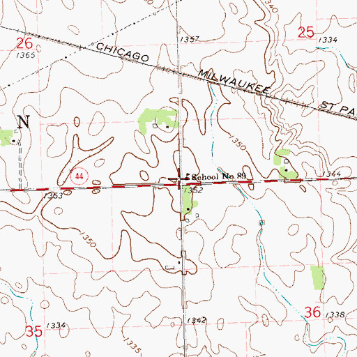 Topographic Map of School Number 89, SD