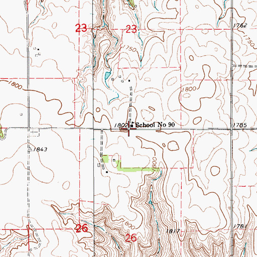 Topographic Map of School Number 90, SD