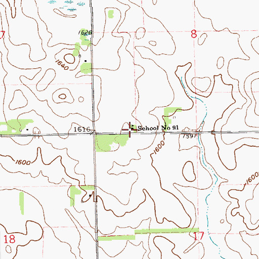 Topographic Map of School Number 91, SD
