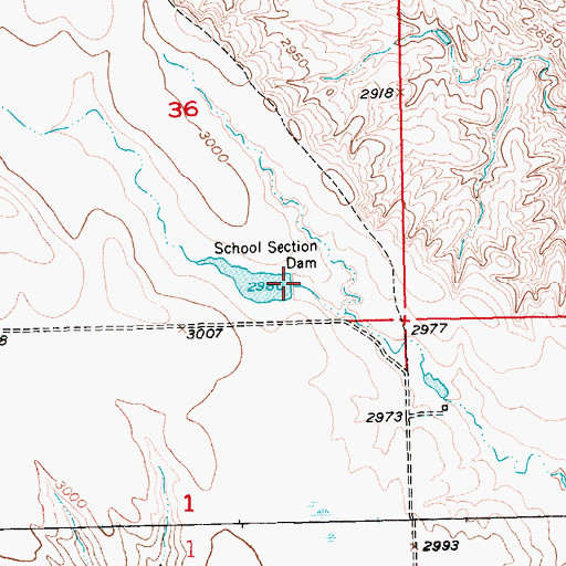 Topographic Map of School Section Dam, SD