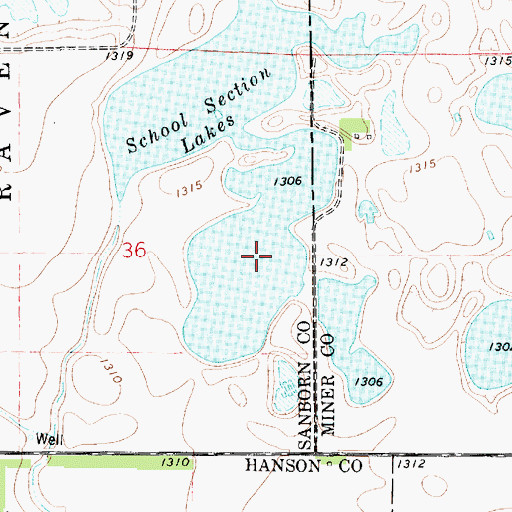 Topographic Map of School Section Lakes, SD
