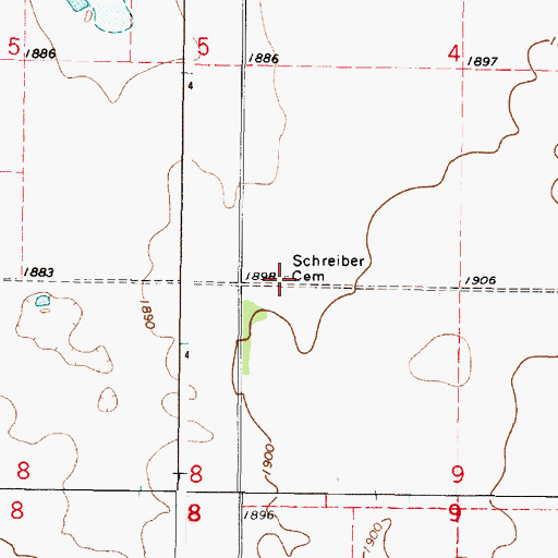 Topographic Map of Schreiber Cemetery, SD