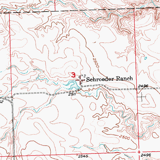 Topographic Map of Schroeder Ranch, SD
