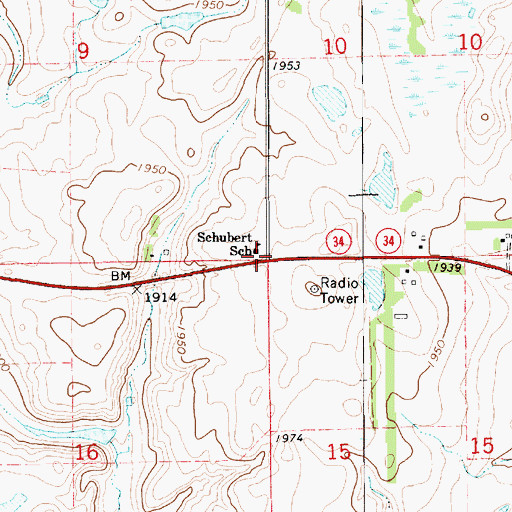 Topographic Map of Schubert School, SD