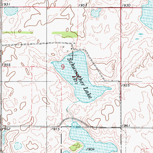 Topographic Map of Schumacher Lake, SD