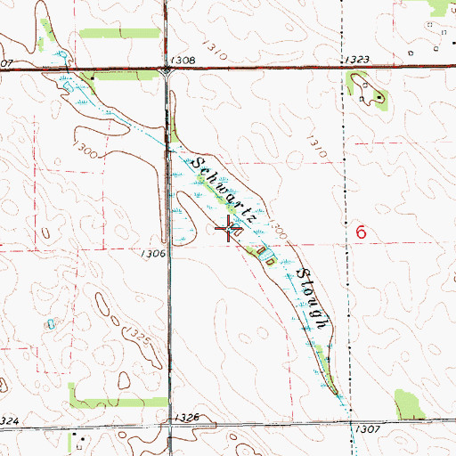Topographic Map of Schwartz Slough, SD