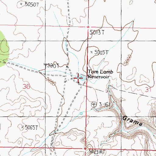Topographic Map of Tom Lamb Reservoir, AZ