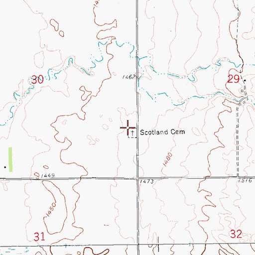 Topographic Map of Scotland Cemetery, SD