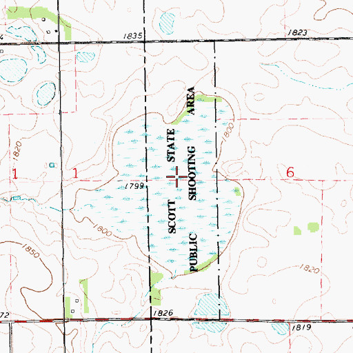 Topographic Map of Scott State Public Shooting Area, SD