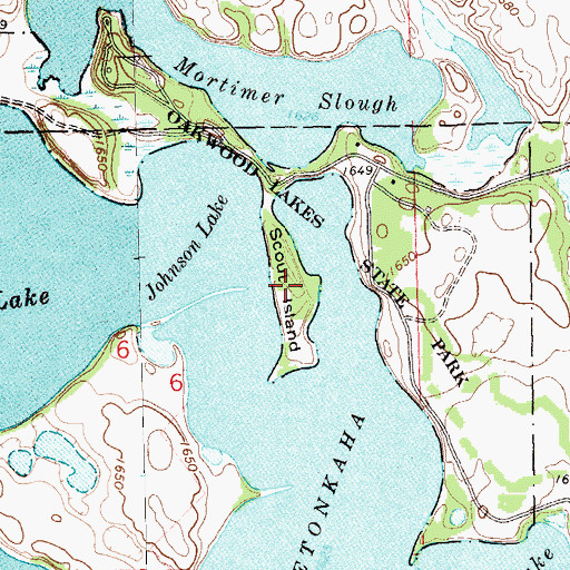Topographic Map of Scout Island, SD