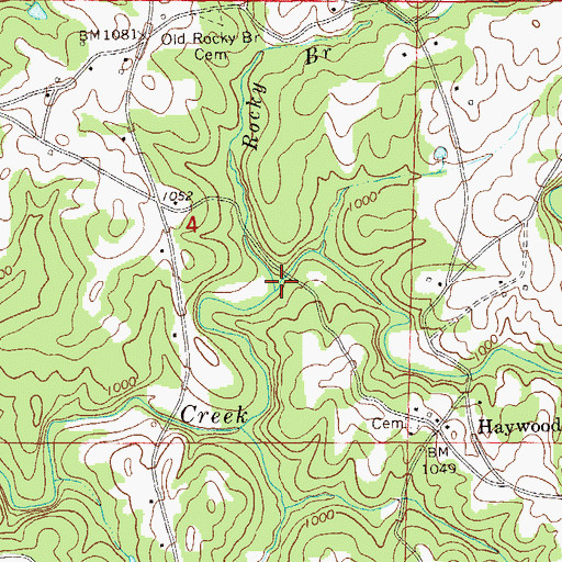 Topographic Map of Rocky Branch, AL