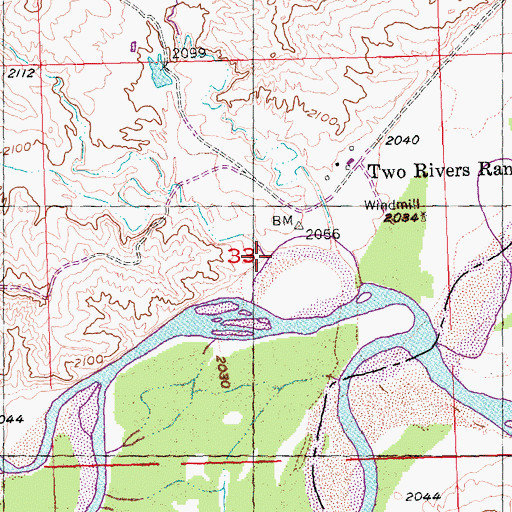Topographic Map of Second Bull Creek, SD