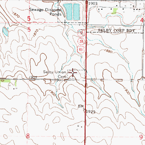 Topographic Map of Selby Memorial Gardens, SD
