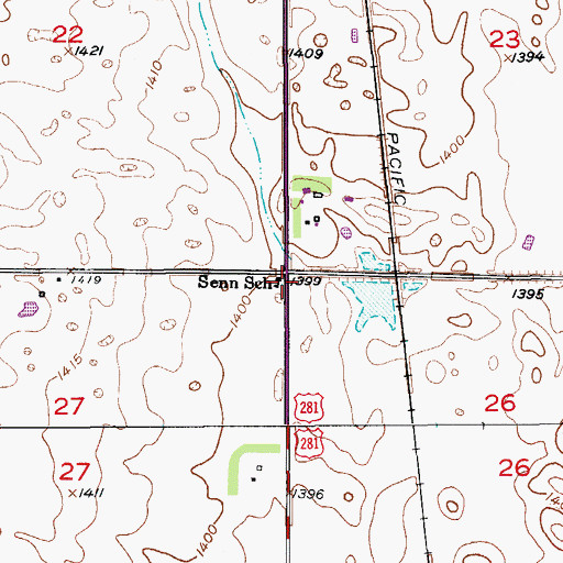 Topographic Map of Senn School, SD