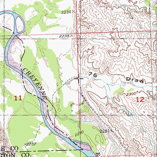 Topographic Map of Seventysix Draw, SD