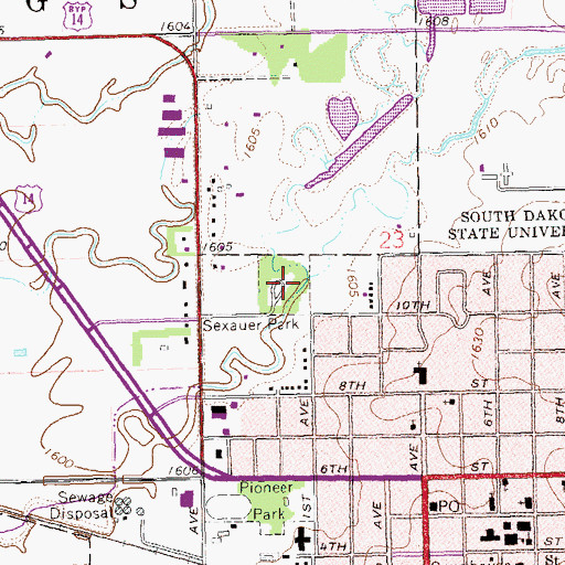 Topographic Map of Sexauer Park, SD