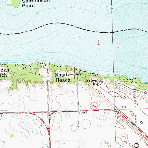 Topographic Map of Shady Beach, SD
