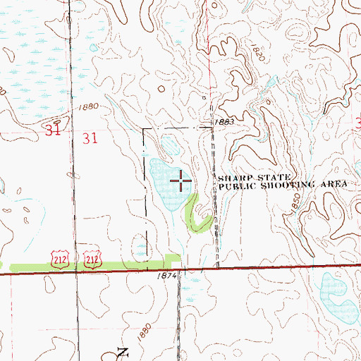 Topographic Map of Sharp State Public Shooting Area, SD
