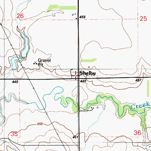 Topographic Map of Shelby, SD