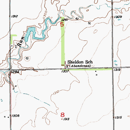 Topographic Map of Sheldon School, SD