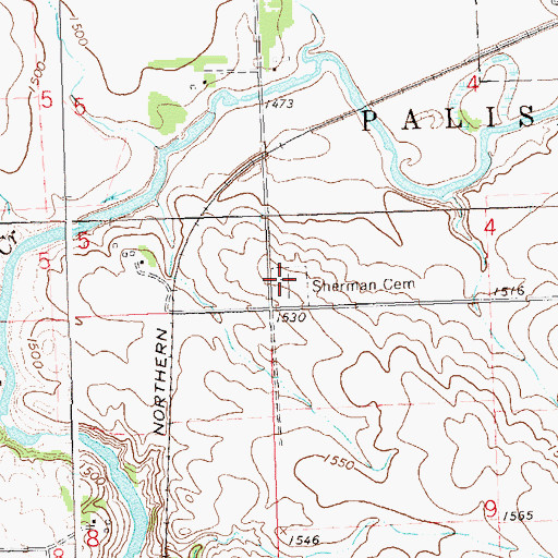 Topographic Map of Sherman Cemetery, SD