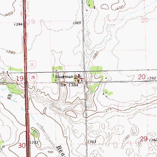 Topographic Map of Sherman School, SD