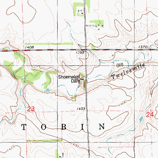 Topographic Map of Shoemaker Dam, SD