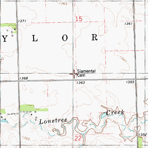 Topographic Map of Simental Cemetery, SD