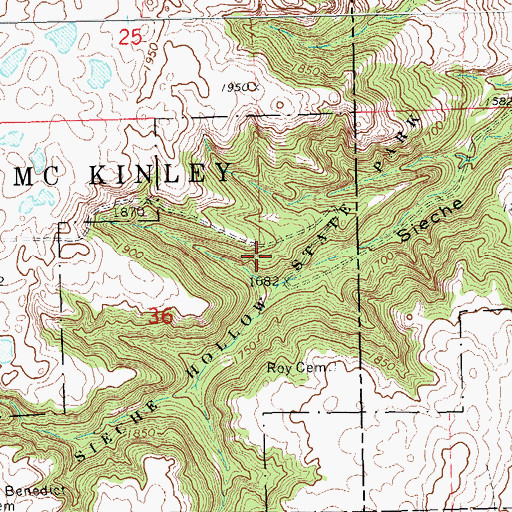 Topographic Map of Sieche Hollow State Park, SD