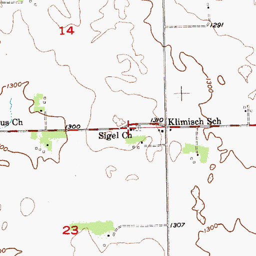 Topographic Map of Sigel Church, SD
