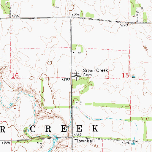 Topographic Map of Silver Creek Cemetery, SD