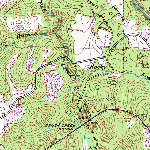 Topographic Map of Rocky Branch, AL