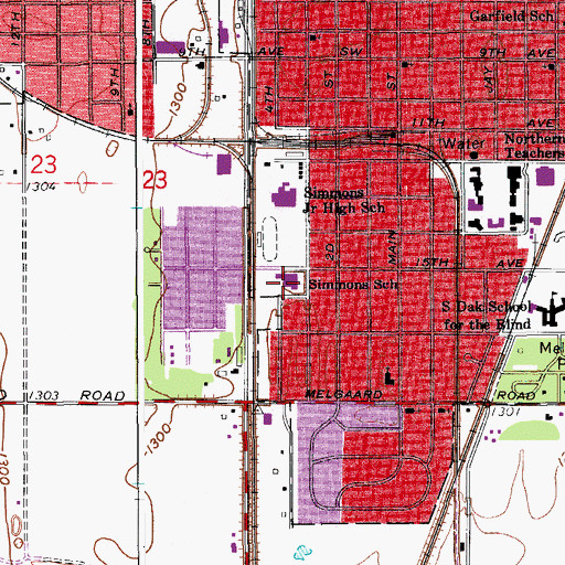 Topographic Map of Simmons School, SD