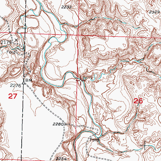 Topographic Map of Simms Creek, SD