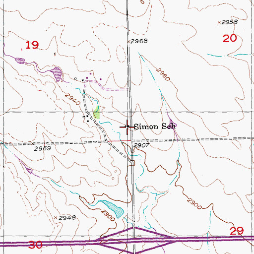 Topographic Map of Simon School, SD