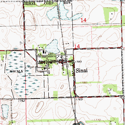 Topographic Map of Sinai, SD