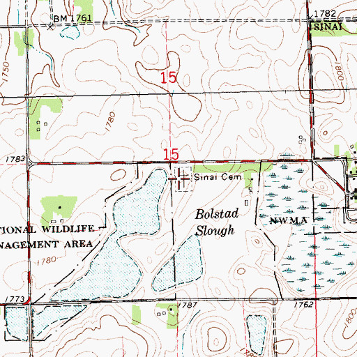Topographic Map of Sinai Cemetery, SD